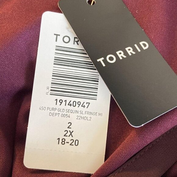 Torrid Flapper Style Fringe Sequin Purple and Gold Shift Dress Size 2X NWT - Picture 7 of 10